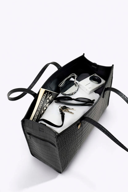 The Work Tote in Black Croc