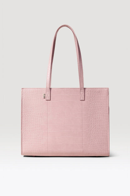 The Work Tote in Atlas Pink Croc