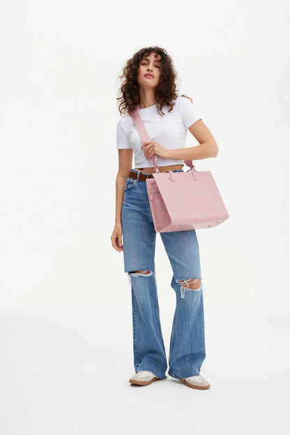 The Work Tote in Atlas Pink Croc